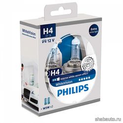 Philips 12342WHVSM Комплект ламп H4 12V- 55W White Vision 4300K (2+2)