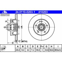 Ate 24011002031 Тормозной диск для VW GOLF III / PASSAT B4